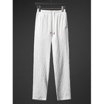 Retro Ice Silk Short Sleeve V-Neck Shirt Drawstring Trousers Two-Piece Set