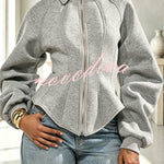 Aura Sculptural Corset-Style Zip-Up Sweatshirt
