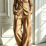 Minimalist Chic Tailored Blazer & Pleated Pant Suit