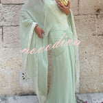 Evita Georgette Lace Trim Kaftan-style Sleeve Ruched Hip Maxi Dress