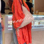 Garcella Satin Jacquard Printed Batwing Sleeve Loose Kimono Long Coat