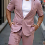 KZZ Men's Short-Sleeve Suit