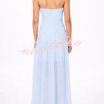 Stylish Three-dimensional Floral Chiffon Patchwork Strapless Elegant Maxi Dress
