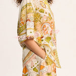 Tropical Vegetation Print Loose Button Elastic Waist Shorts Set