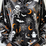 Spooky Season Velvet Long Sleeve Halloween Shirt with Buttons