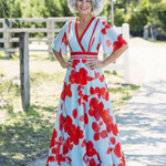 Corinne | V Neck Short Sleeve Floral Maxi Dress