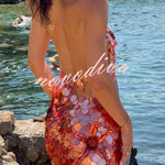 Dorothy Large Sequin Fish and Starfish Embroidery Detail Halter Mini Dress