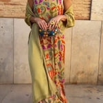 Elegant printed two-piece dress with cape