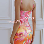 Fashionable Sequined Printed Suspender Slim-fit Mini Dress