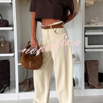 Stylish Denim High Rise Pocket Drawstring Cuffs Lantern Jeans