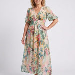 Eulalie | V Neck Short Sleeve Gathered Waist Midi Dress