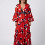 Isolde | V Neck Tie Waist Long Sleeve Maxi Dress