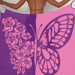 Fashionable Color-blocked Butterfly Print Resort Cover-up Midi Dress
