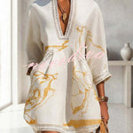 Aurelia Gilded Marble Linen Tunic Dress