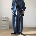 Elastic Waist Loose Denim Wide Leg Trousers