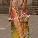 Bohemian Style Unique Print Sleeveless Backless Loose Maxi Dress
