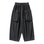 Japanese Retro Loose Large Pocket Denim Wide-leg Pants