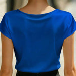 Solid Color Crossover V-neck Short-sleeved Slim-fit Casual Top