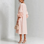 IVY™ | Floral Midi Dress with Rose-Cuff Sleeves