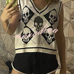Halloween Skull Argyle Knit Sweater Vest