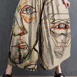 Modern Black High Waist asymmetrical design Summer Cotton Linen Pants