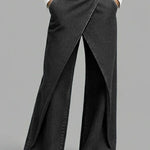Stylish High-waisted Crossover Placket Pocket Casual Jeans