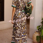 Bohemian Style Leopard Print Linen Shirt Dress