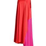 High Waisted Loose Asymmetric Contrast Color Split-Joint One-shoulder Maxi Dresses