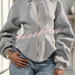 Aura Sculptural Corset-Style Zip-Up Sweatshirt