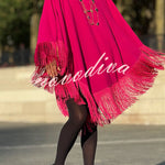 Elevate Your Wardrobe Batwing Sleeve Tassel Trim Cape Mini Dress