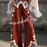 Bohemian Dreams Unique Print Elastic Waist Pocket Wide Leg Pants