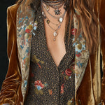 Women’s Vintage Floral Print Patchwork Blazer