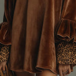 La Scintilla | Velvet Bell Dress with Leopard Print Sleeves