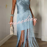 Modern Day Glam CrossTassel Sleeveless Drape Hem Maxi Dress