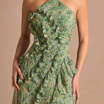 Dream Ode Lily Pad Style Pleats and Ruffles Halter Gown Maxi Dress