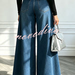 High-Waist Overlay Wide-Leg Jeans