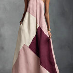 Tuscan Sun Geometric Patchwork Halter Dress