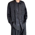 Vintage Satin Jacquard Panel Long Sleeve Shirt
