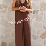 Solid Color Loose Sleeveless Casual Vacation Maxi Dress