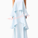 Soft and Smooth Satin Tiered Slip Square Neck A-line Maxi Dress