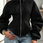 Aura Sculptural Corset-Style Zip-Up Sweatshirt