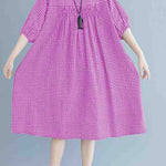 French o neck lantern sleeve clothes For Women pattern black Plaid Dresses summer
