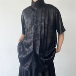 Vintage Jacquard Stand Collar Short Sleeve Shirt