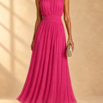 Iselle | Sleeveless chiffon maxi dress with ruched waist