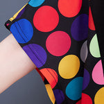 Loose Short Sleeves Multi-Colored Polka-Dot Split-Joint Round-Neck Midi Dresses