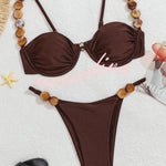 Fashionable Unique Beading Two-piece Stretch Bikini Swimsuit