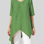Zeagoo Zeagoo Round Neck Half Sleeve Top T Shirt With Pockets Irregular Length Top