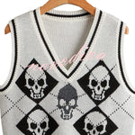 Halloween Skull Argyle Knit Sweater Vest