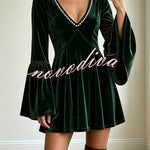 Vintage-Inspired Pearl Velvet Swing Dress