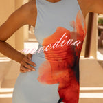 Floral Print Sleeveless Slim-fit Elegant Fishtail Maxi Dress